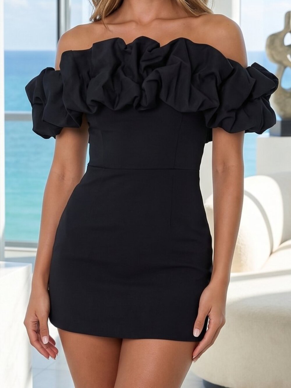NWT REVOLVE Australia SHOWPO Coraline statement ruffle mini dress bodycon US 14